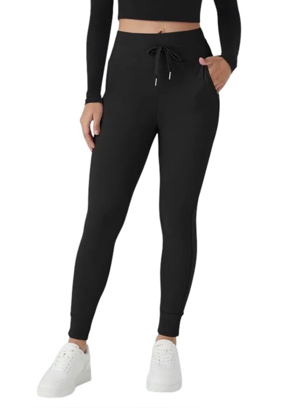 Halara SoftlyZero Small Petite Black High Waisted Drawstring Full Joggers Gym